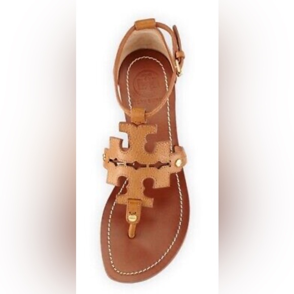 Tory Burch Women’s Phoebe Flat Thong Tumbled Leather in Royal Tan Size 7.5‎ - Picture 4 of 14